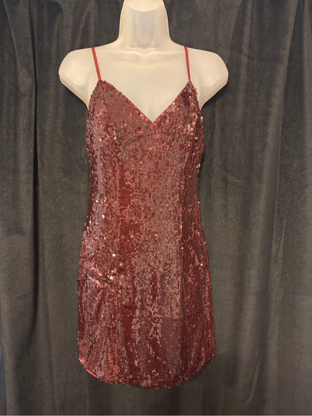 Forever 21 Wine Red Sequin Slip Mini Dress